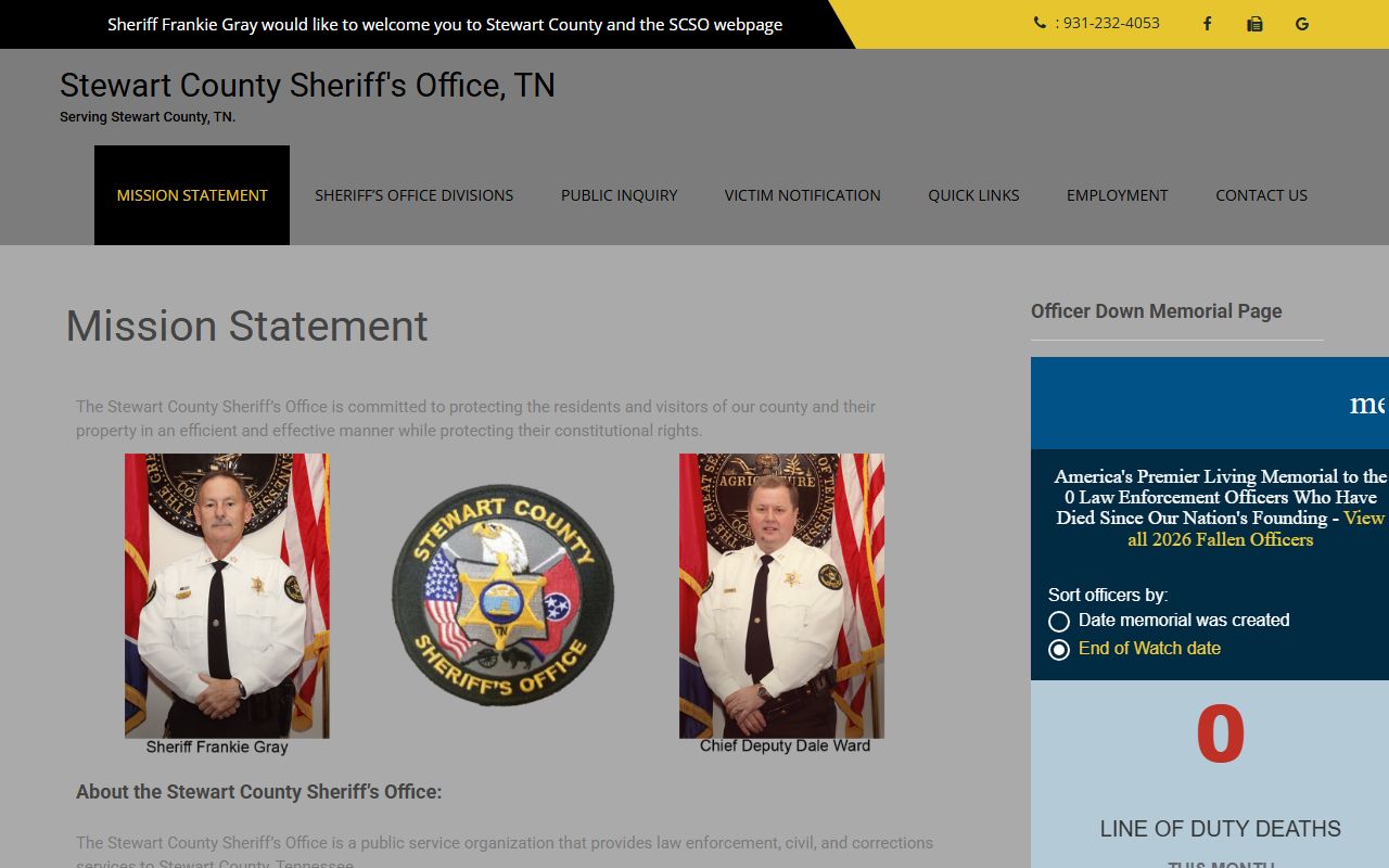 Stewart County Jail Mugshots and sheriff office page